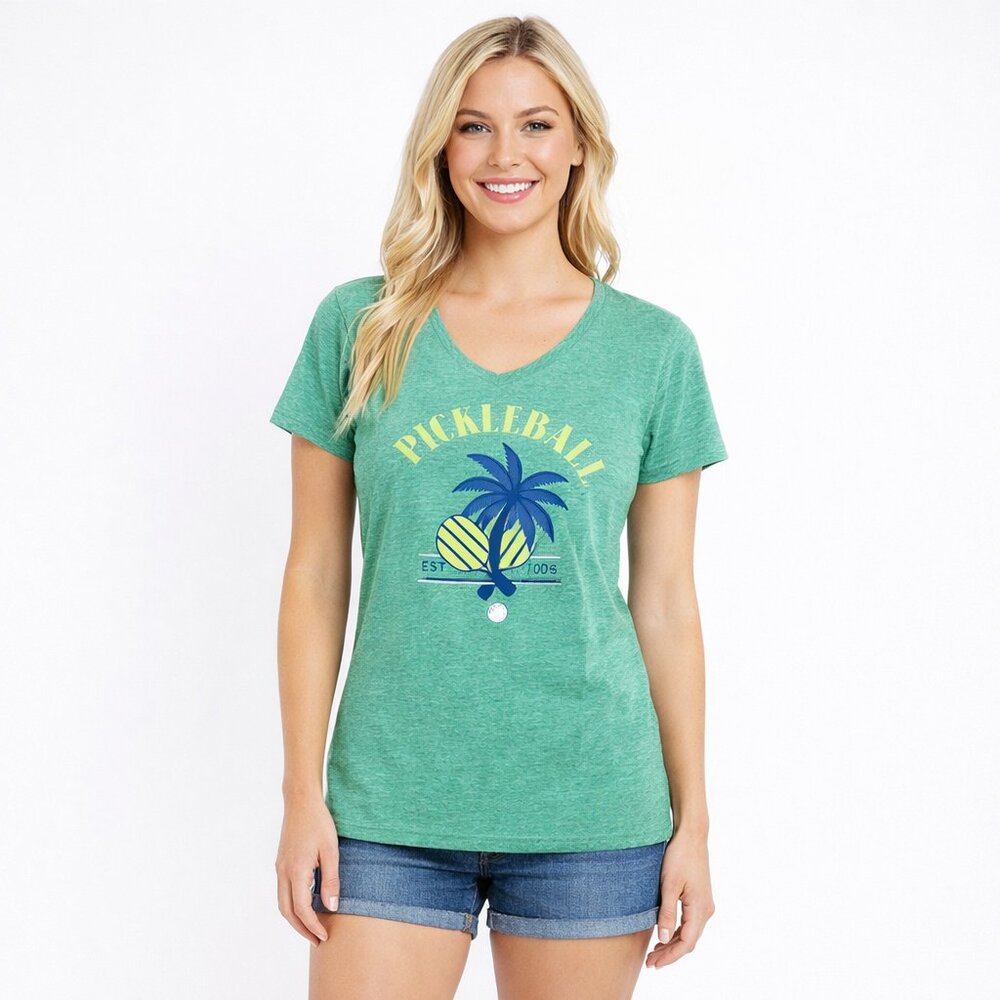 2/$30 NWT St. John's Bay Pickleball Graphic Tee Short Sleeve Green XS #A1244